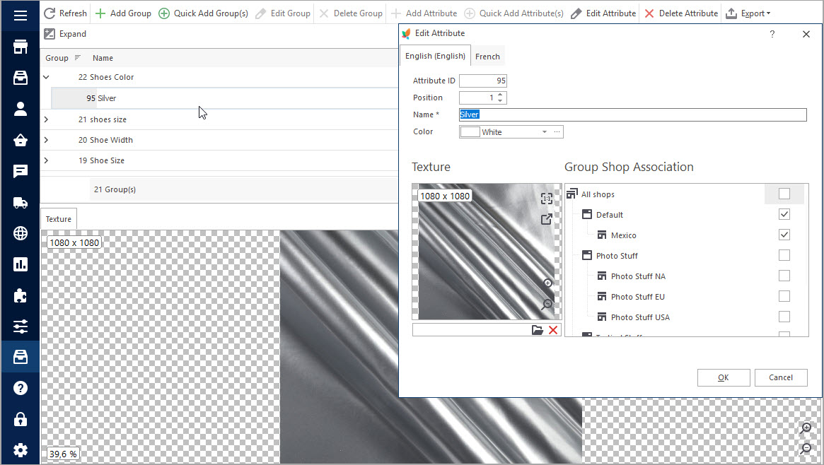 Preview Uploaded Attribute Texture Image in Store Manager