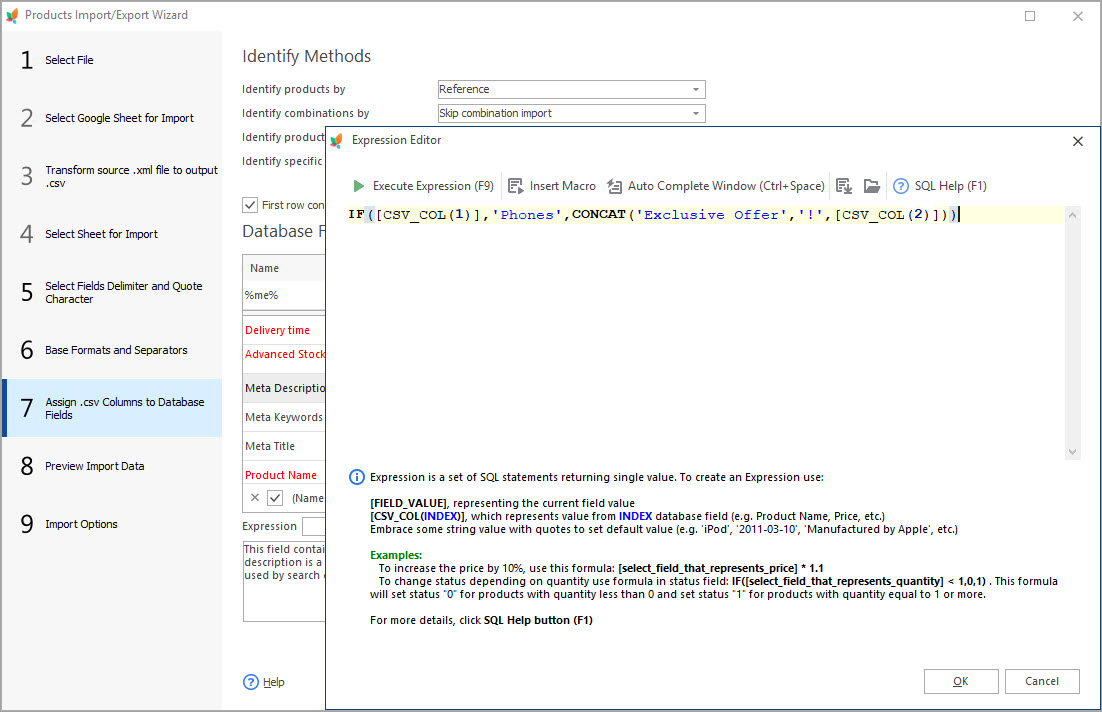 Use Expression for Meta Description During Products Import