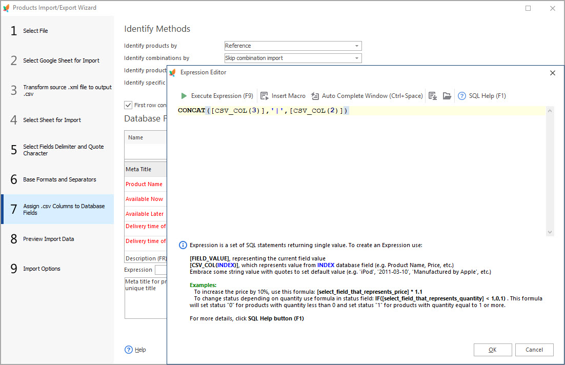 Use Expression to Create Meta Title During Products Import