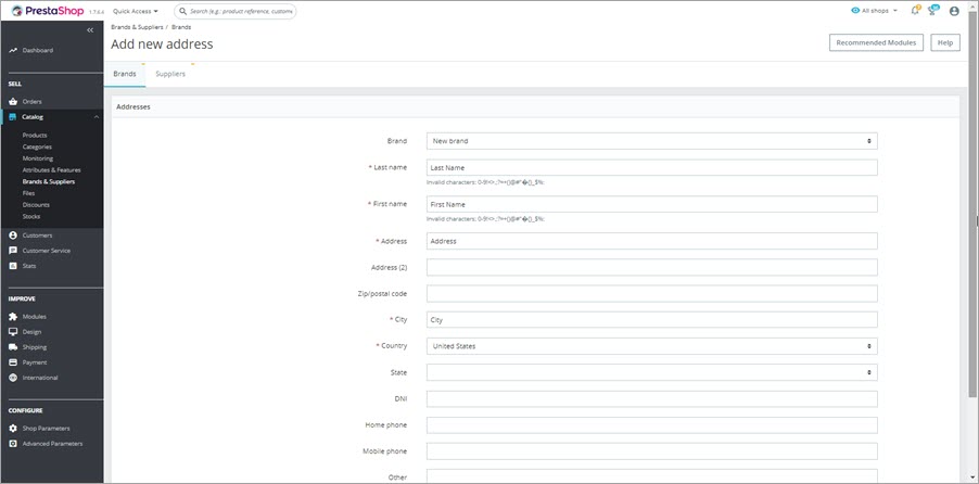 Add New Address to New Brand Add New Address to New Brand Backend