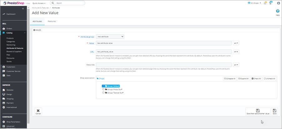 Add New Attribute Values in PrestaShop Backend Add New Attribute Values in Backend