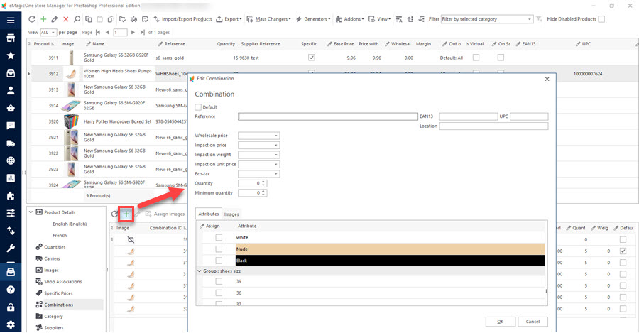 Add New Combination to PrestaShop Product Add New Combination to PrestaShop Product with Store Manager