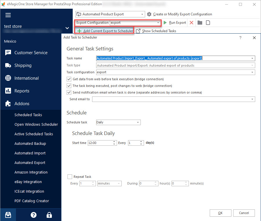 Add Saved Export to Scheduler in Automated Product Export Addon