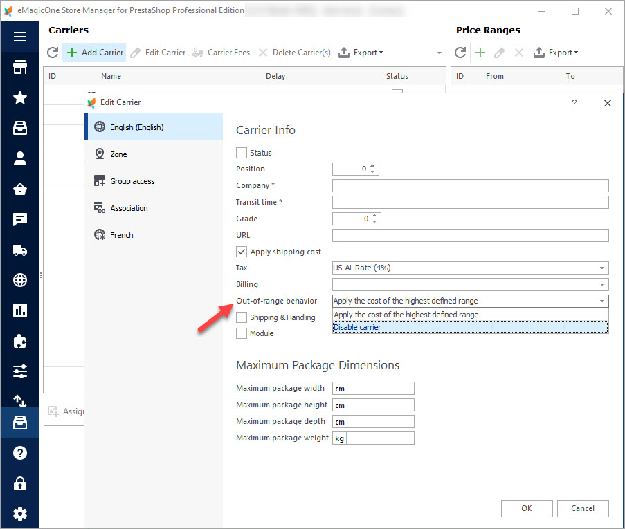Apply PrestaShop Carrier Billing Apply PrestaShop Carrier Billing with Store Manager