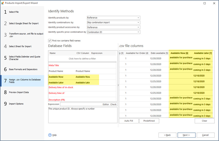 Assign Stock Options During Import with PrestaShop Store Manager