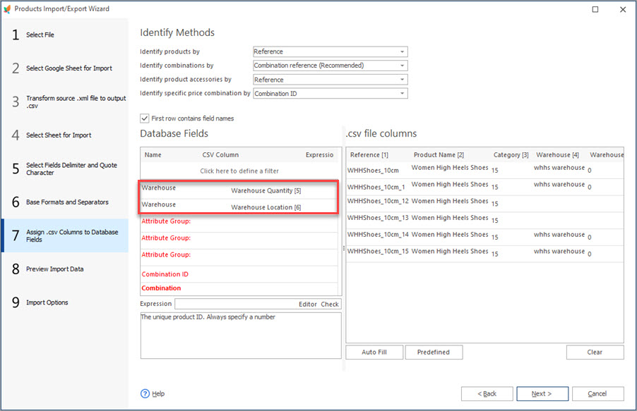 Assign Warehouse During PrestaShop Products Import