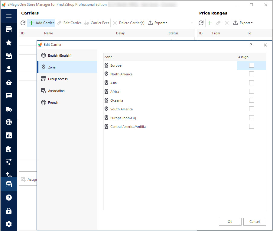 Assign Zone to New Carrier with Store Manager