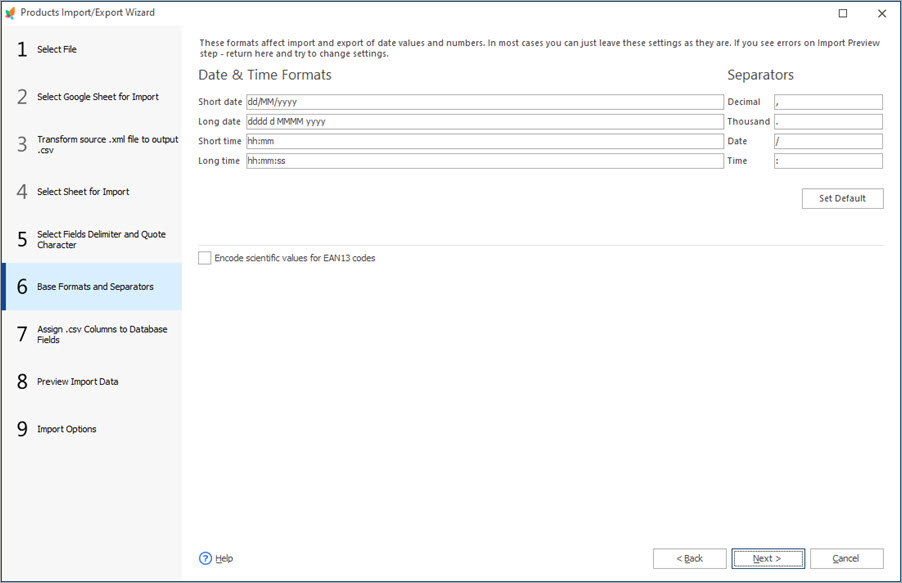 Base Formats and Separators During PrestaShop Products Import with Store Manager