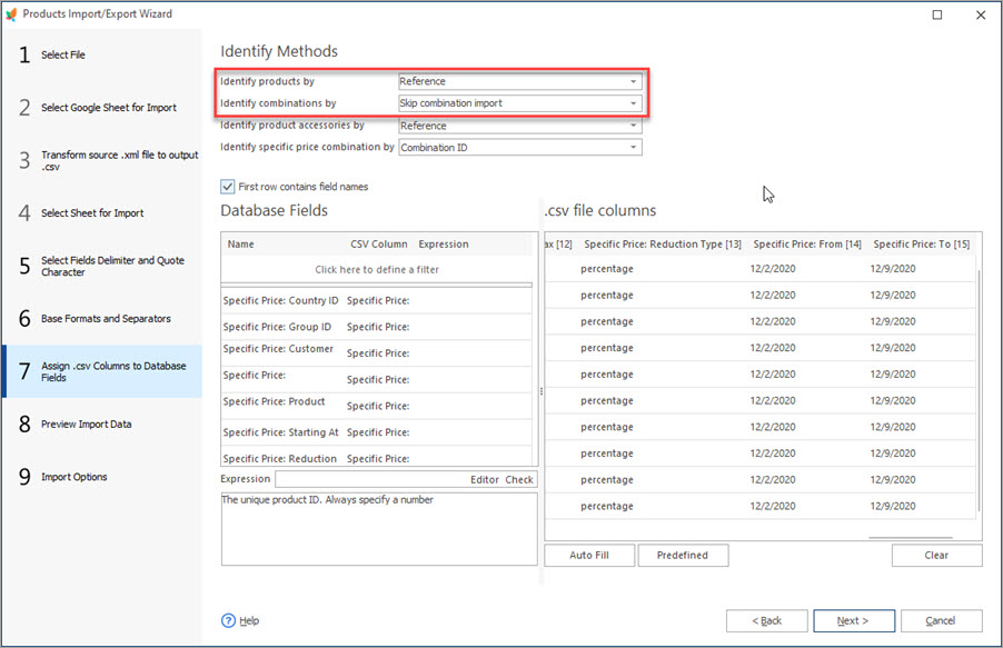 Bulk Add PrestaShop Specific Price to Combinations Mapping During Import