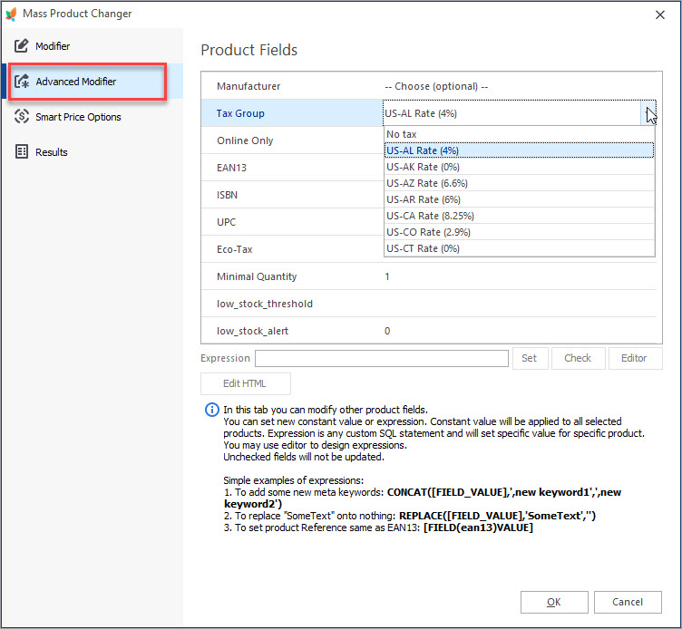 Bulk Assign Tax Rules in Mass Product Changer with Store Manager