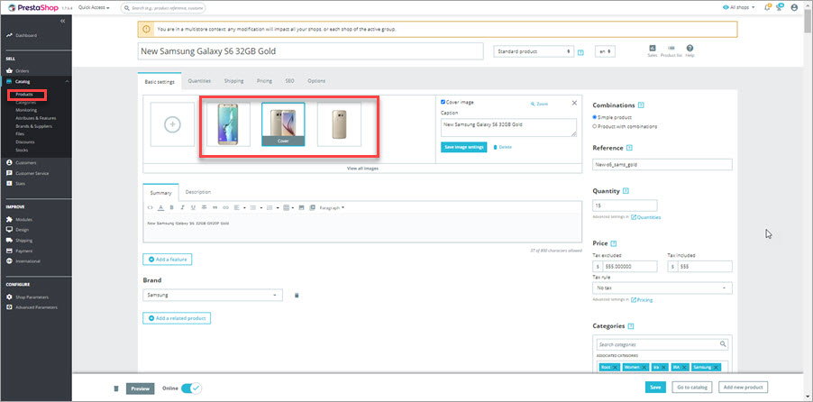 Change Sort Order for PrestaShop Images Backend Example