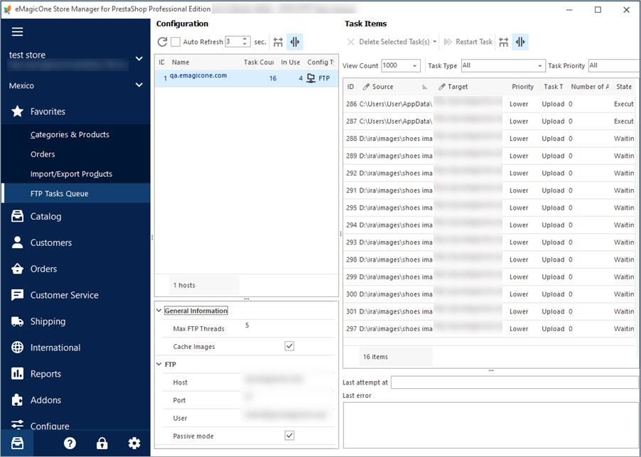 Check FTP Task Queue in Store Manager