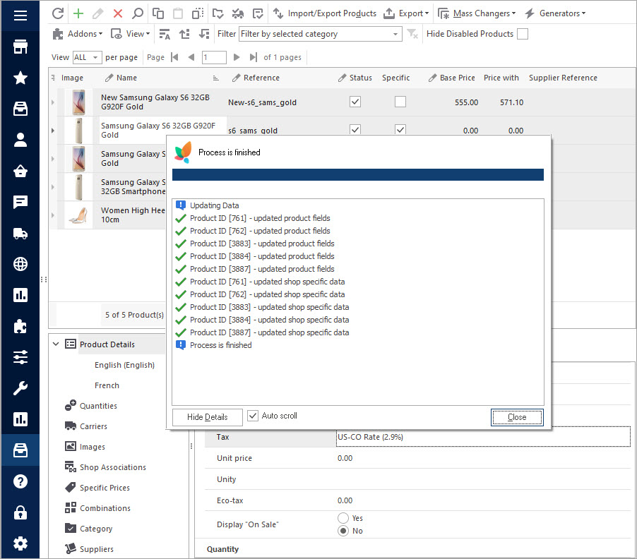 Check Logs After Mass Products Changer with Store Manager Update