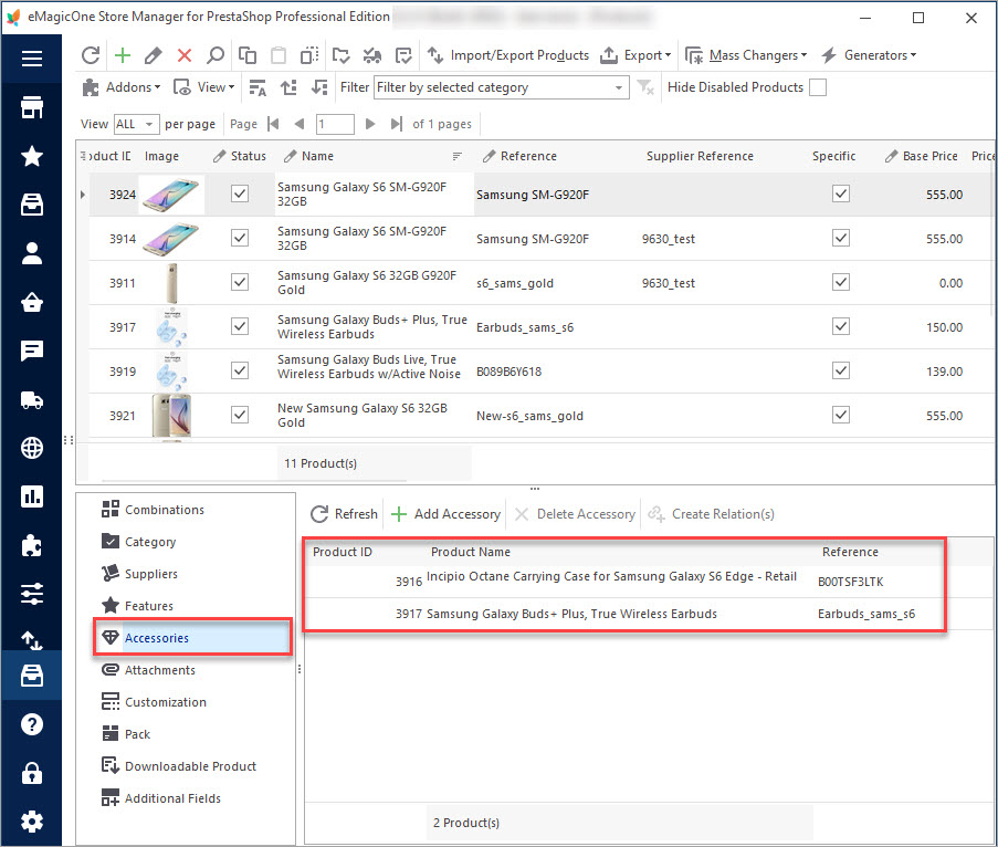 Check Product with Accessories After Import in Store Manager