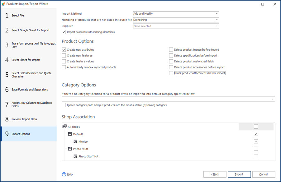 Configure Additional Import Settings with Store Manager