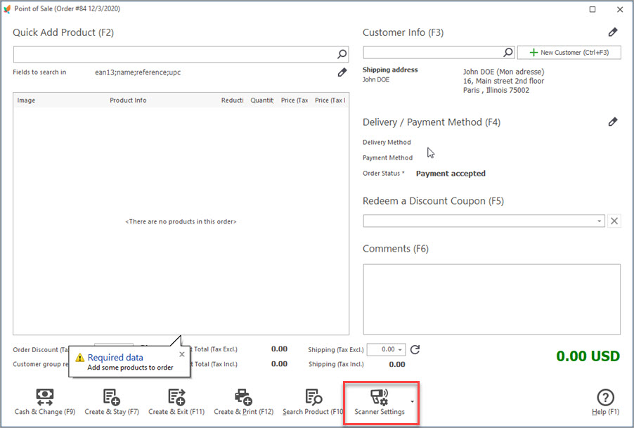 Adding items to PrestaShop Orders by Scanning Barcodes