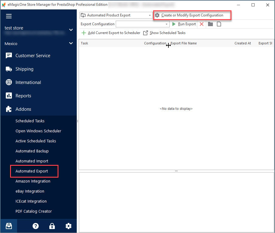 Create New Automated Export Task with Store Manager