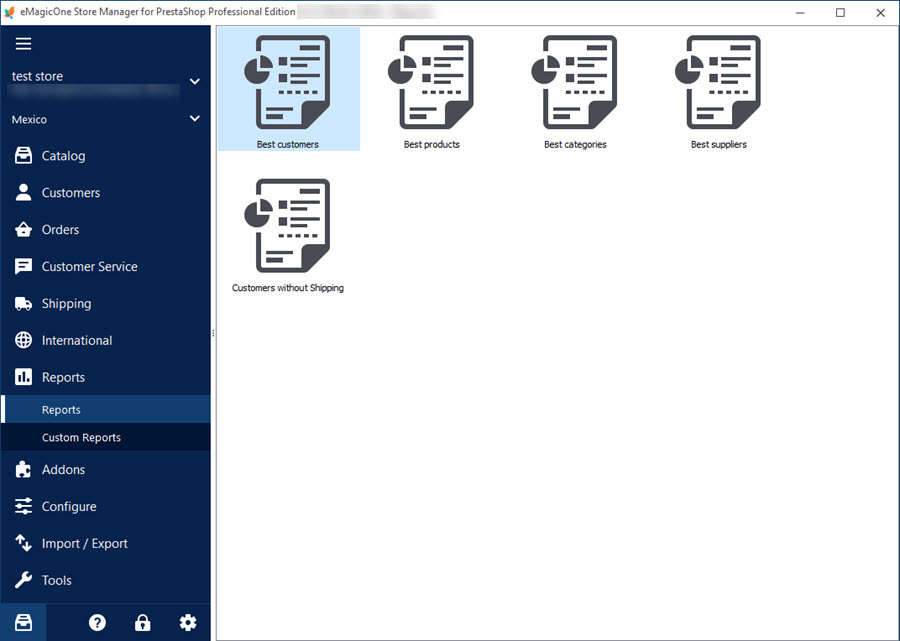 Create PrestaShop Reports with Store Manager Create PrestaShop Reports with eMagicOne Store Manager
