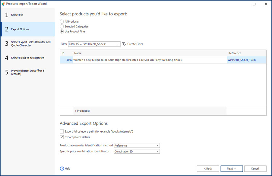 Create Products Filter in Automated Product Export Addon