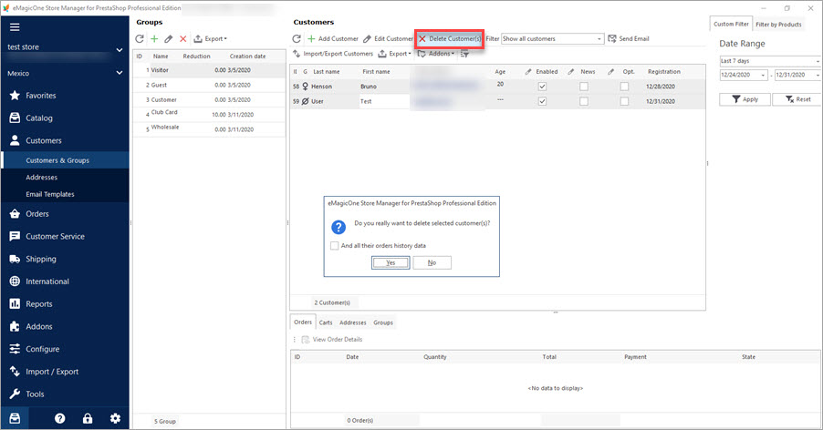 Delete Customers in Bulk Delete Customers in Bulk with Store Manager