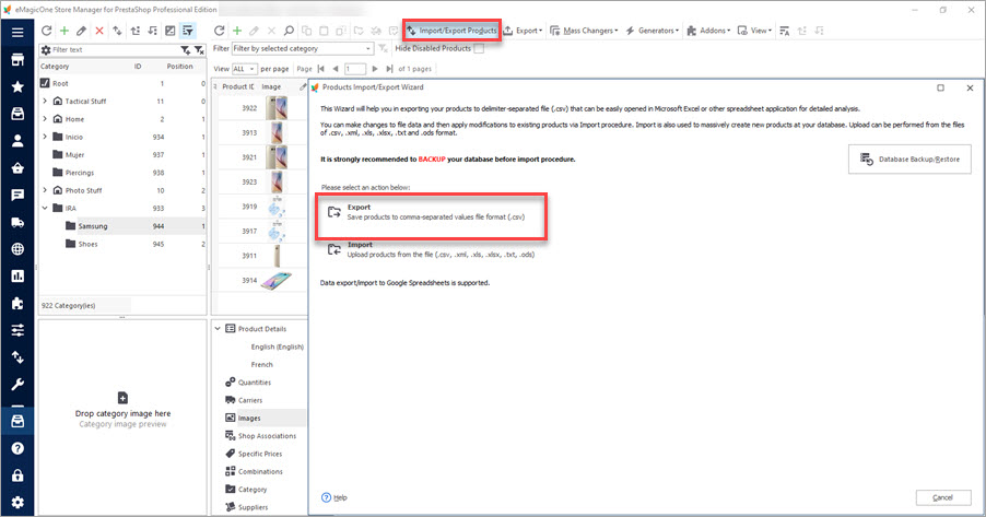 Export Products with Import Export Wizard Export Products with Import Export Wizard in Store Manager