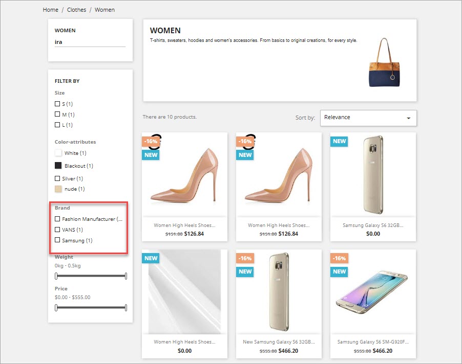 Filter PrestaShop Products by Brand Frontend
