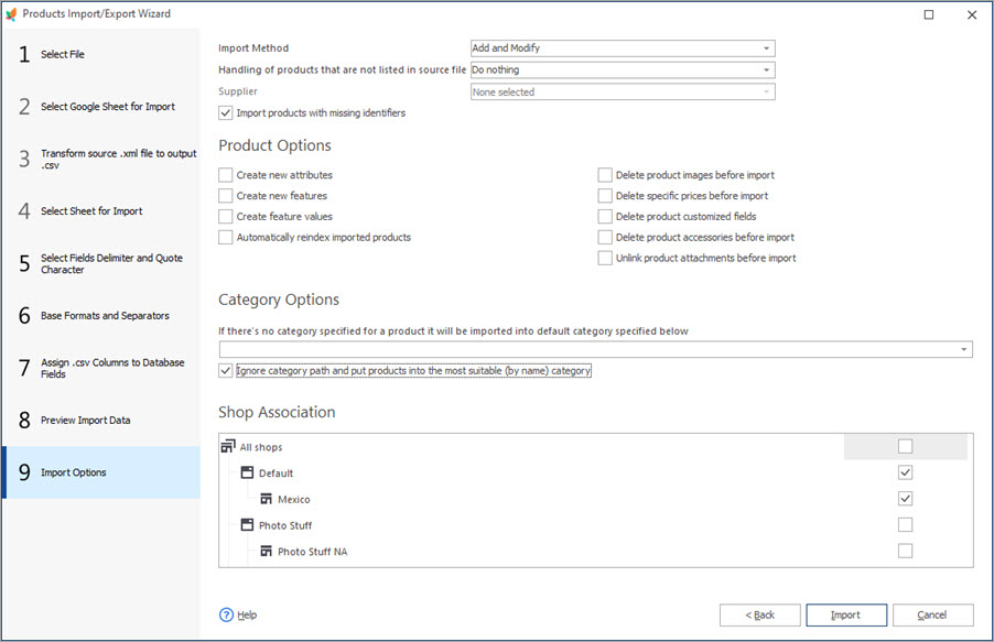 Ignore Category Path and Set Specific Category Option During Products Import with Store Manager