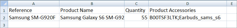 Import Product Accessories File Example