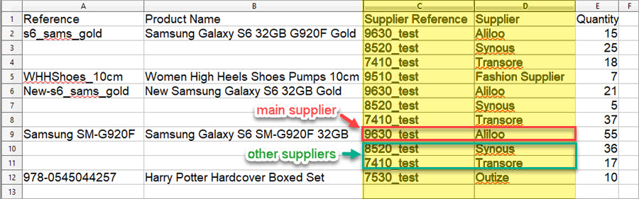 Import Suppliers File Example with Store Manager