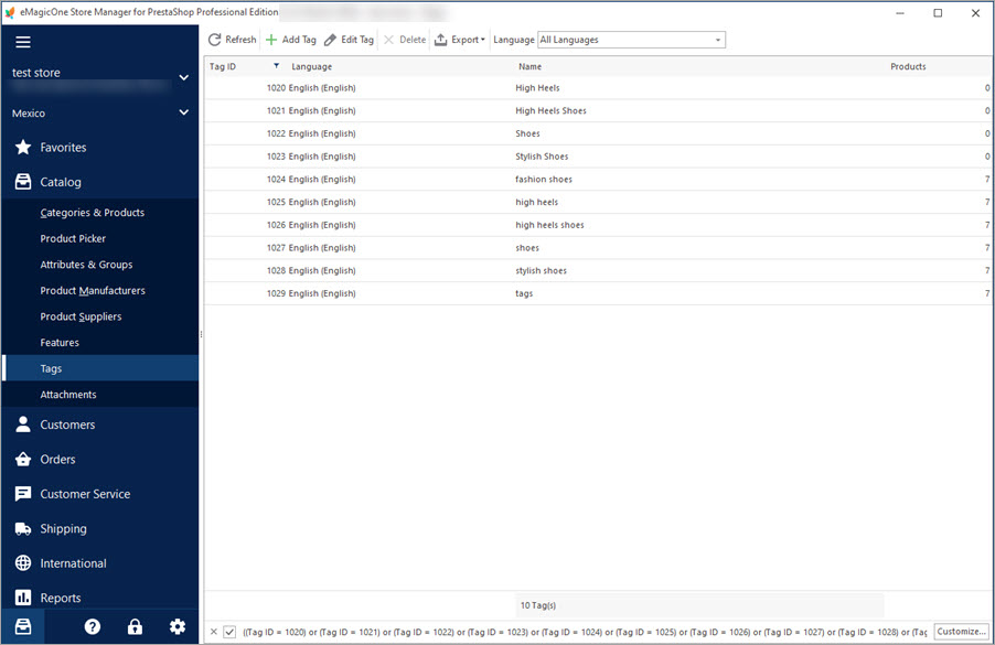 Manage Tags with PrestaShop Store Manager Manage Tags with Store Manager