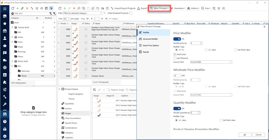 Mass Product Changer for Bulk Products Update with eMagicOne Store Manager