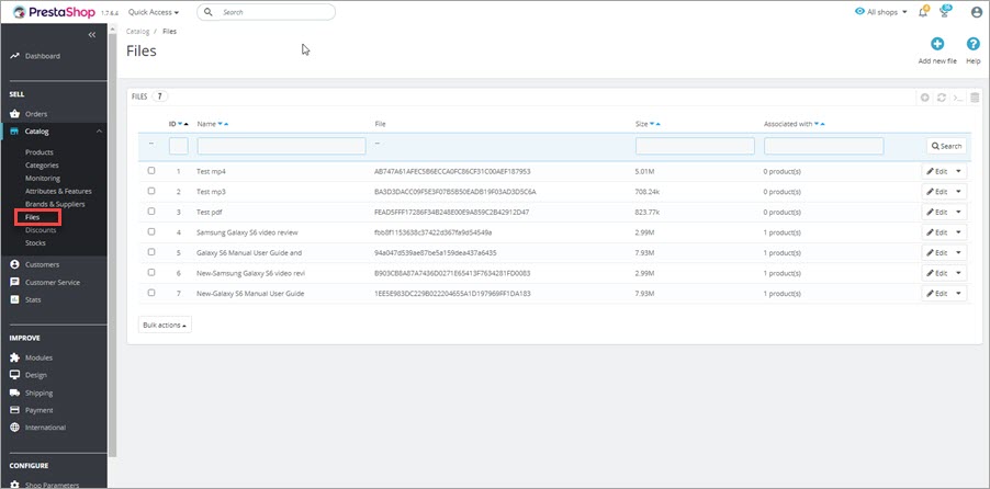 PrestaShop Attached Files PrestaShop Attached Files Folder