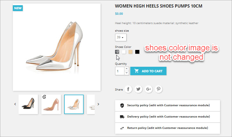 PrestaShop Product with Color Attriute Combinations Frontend