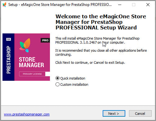 Store Manager Setup Wizard