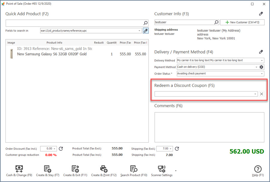 Redeem a Discount in PrestaShop POS Redeem a Discount in PrestaShop POS Window