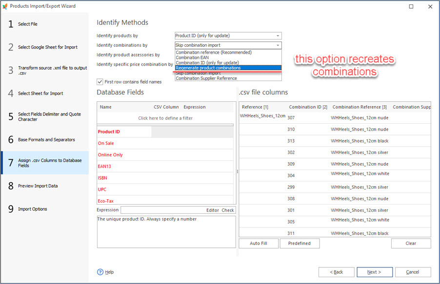 Regenerate Product Combinations Option During Import