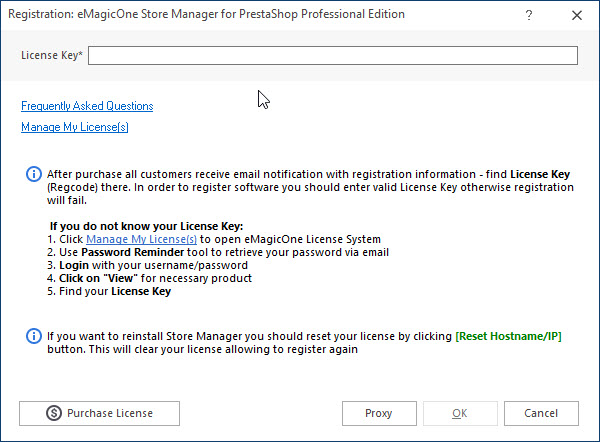Register PrestaShop Store Manager with Your License Key