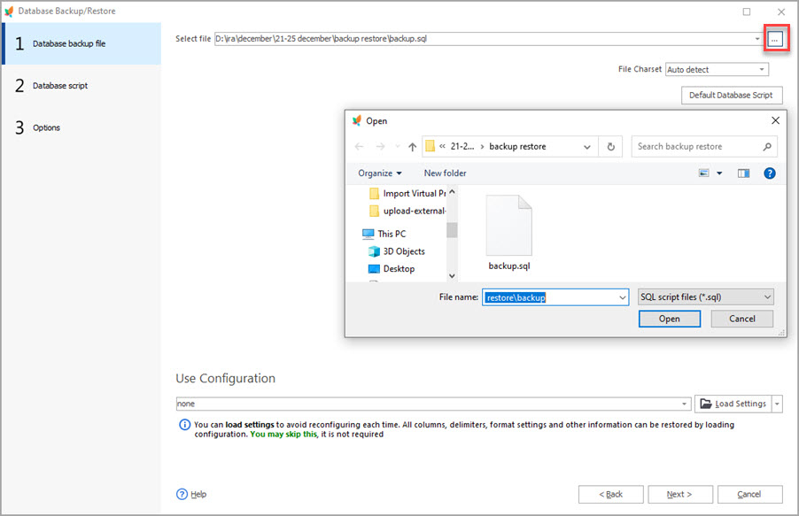 Restore Saved Database from Backup Restore Saved Database from Backup with Store Manager