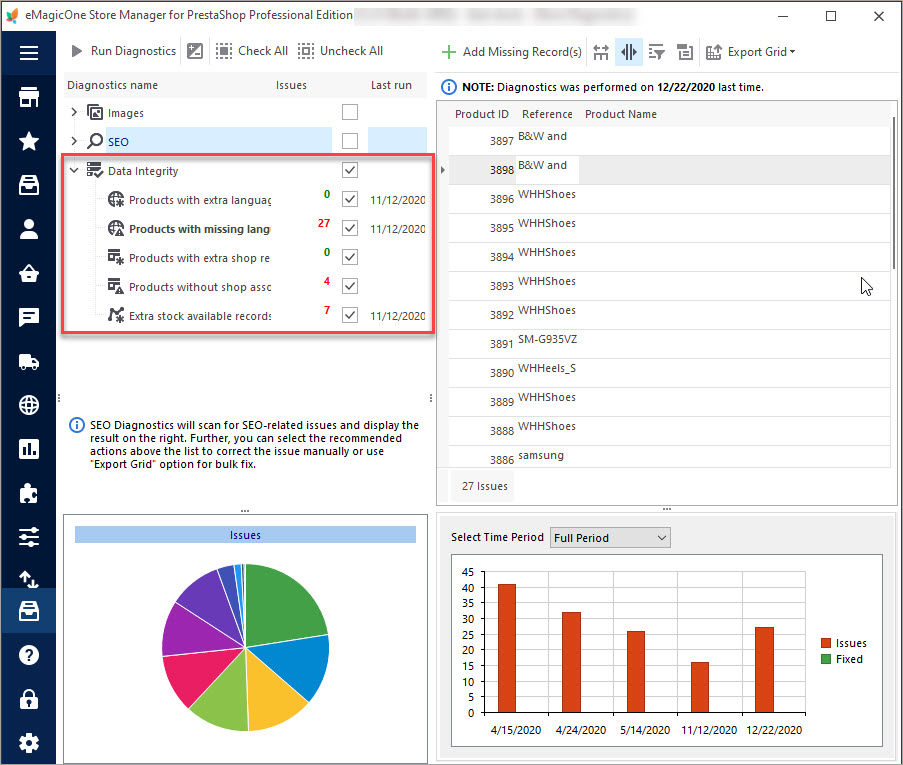 Run Data Integrity Diagnostics in Store Manager