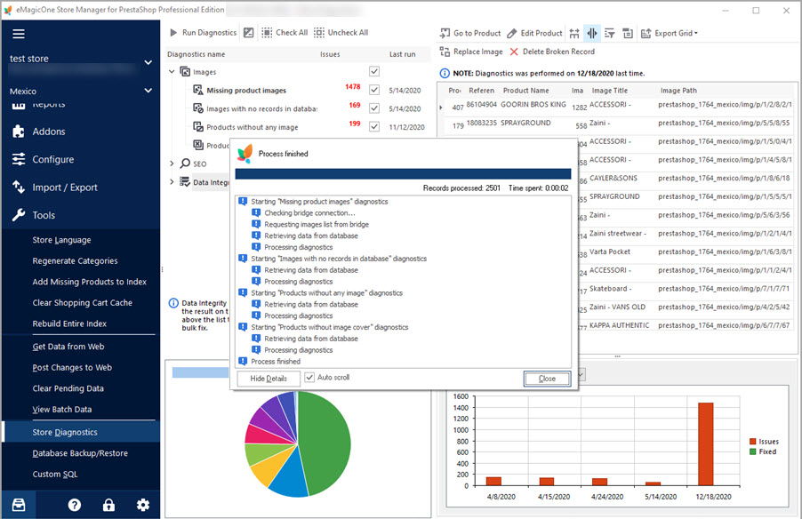 Run Store Diagnostics to Detect Missing Images in Store Manager