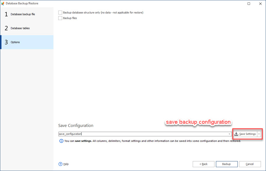 Save Backup Configuration Save Backup Configuration in Store Manager