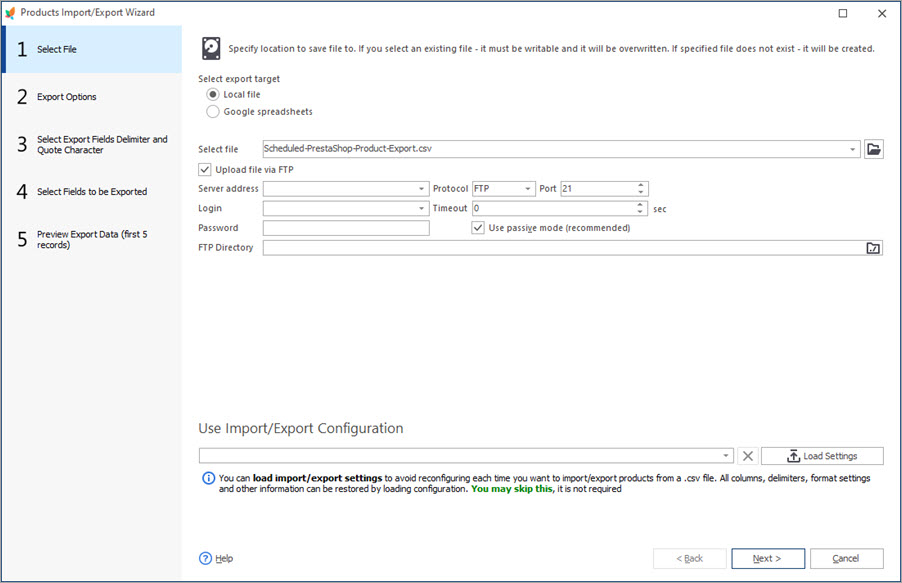 Save Exported File at Your Server with Automated Product Export Tool