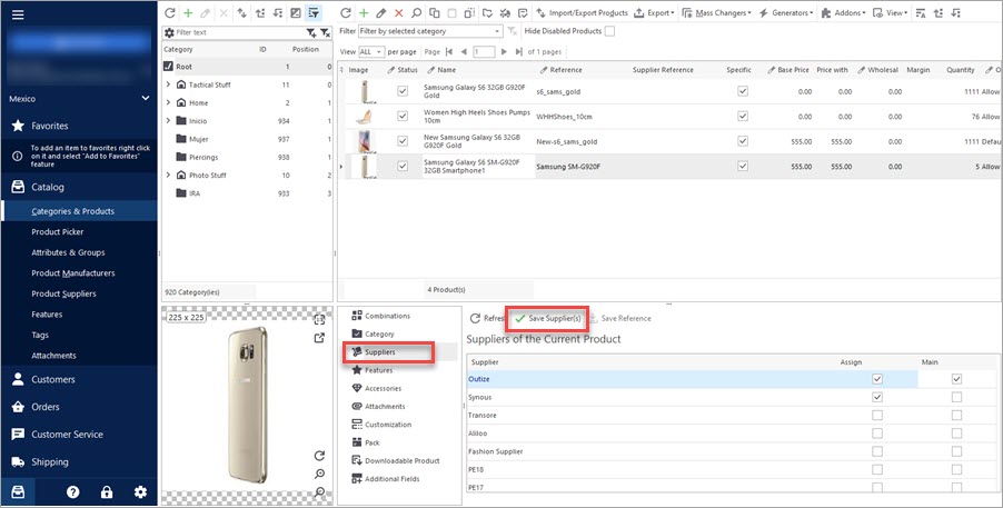 Save Suppliers to PrestaShop Product Save Suppliers to PrestaShop Product with Store Manager