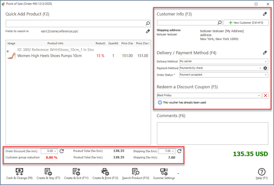 Select Customer and Payment Information to Complete the Order in PrestaShop Store Manager