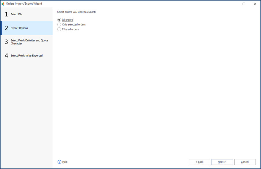 Select Orders for Export Select Orders for Export with Store Manager