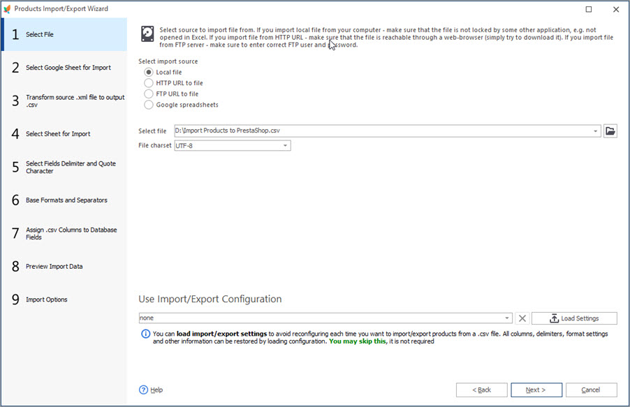 Select the File with Your Products for Import Select the File with Your Products for Import with Store Manager