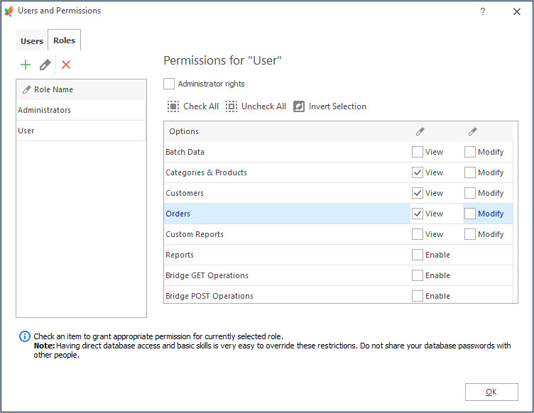 Set Permissions for New User Set Permissions for New User with Store Manager