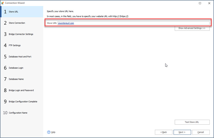 Specify Your Store Url at First Step of Import Wizard in PrestaShop Store Manager