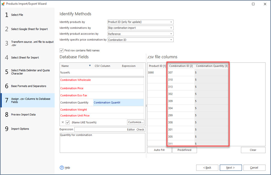 Update Combinations Stock During Import with Store Manager