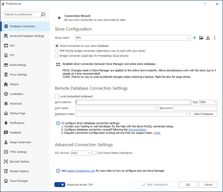 Use Connection Wizard to Create New Connection Use Connection Wizard to Create New Connection with PrestaShop Store Manager